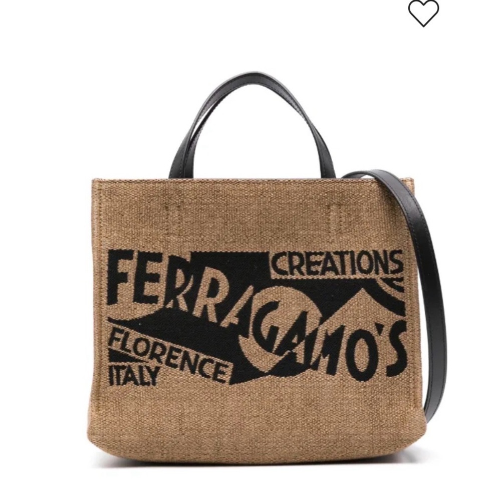Salvatore Ferragamo Brown and Black Graphic Tote